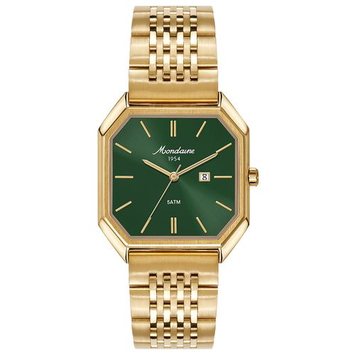 Relógio Masculino Quadrado Elos Sólidos Verde