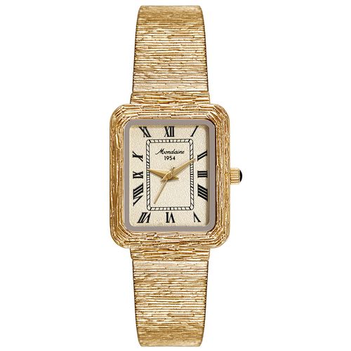 Relógio Feminino Vintage Caixa Texturizada Dourado