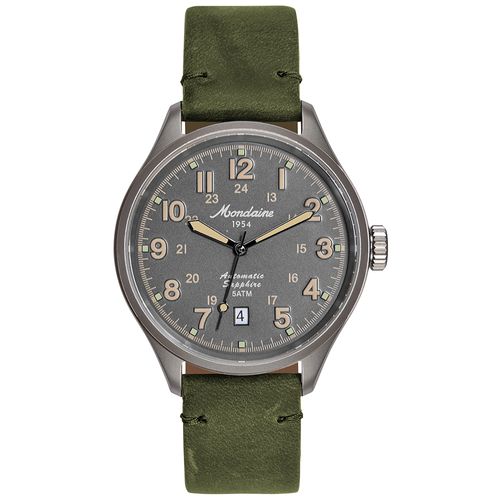 Relógio Masculino Automático Titânio Couro Verde
